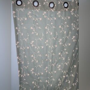 4 Piece Curtain Panel Set Light Blue Floral Grommets Approx 86" Long